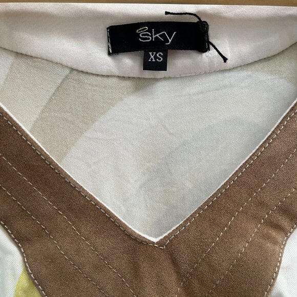 Sky Batwing‎ 3/4 Sleeves Suede Neckline Rayon Top Retro Boho Stretch NEW Size XS - Picture 4 of 5